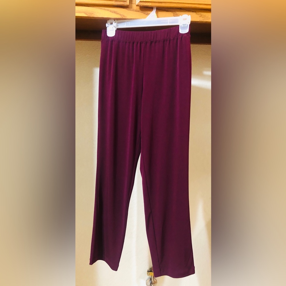 Susan Graver Wide-Leg Pull-On Pants in Plum